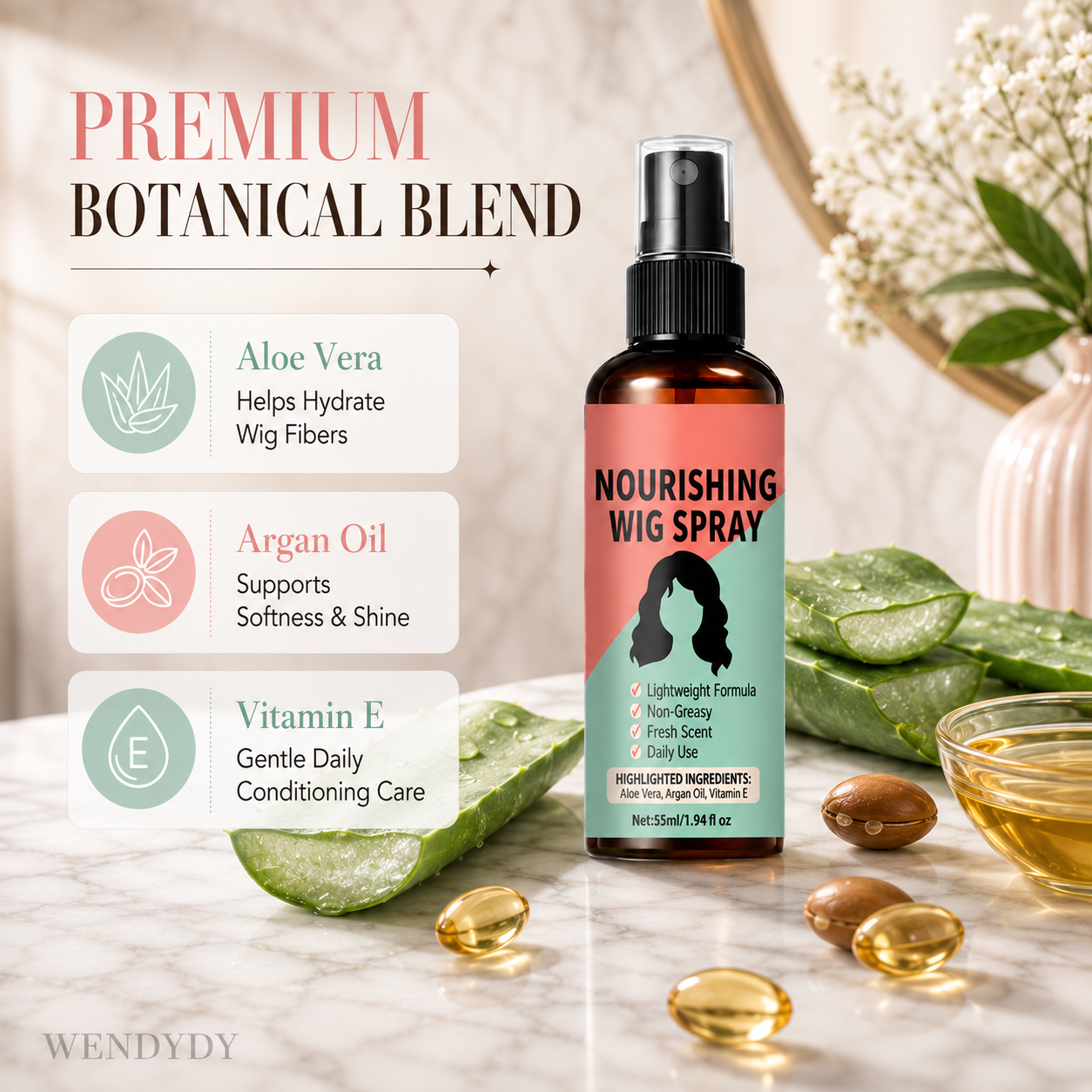 🔥LAST DAY SALE 49% OFF - Lightweight No-Rinse Nourishing Wig Spray💨