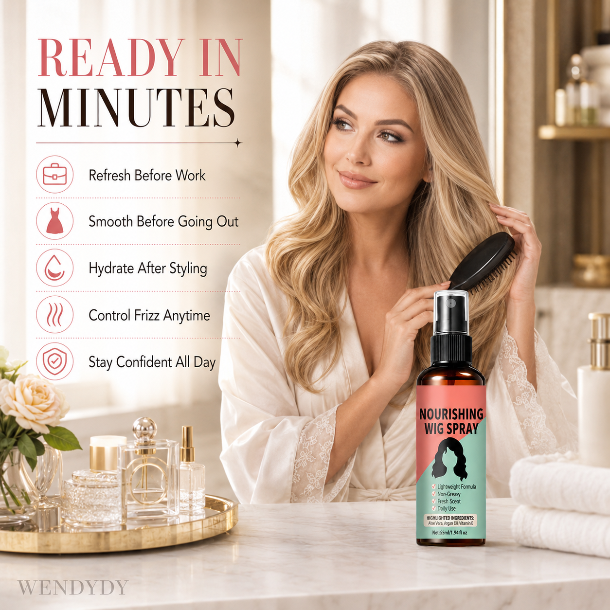 🔥LAST DAY SALE 49% OFF - Lightweight No-Rinse Nourishing Wig Spray💨