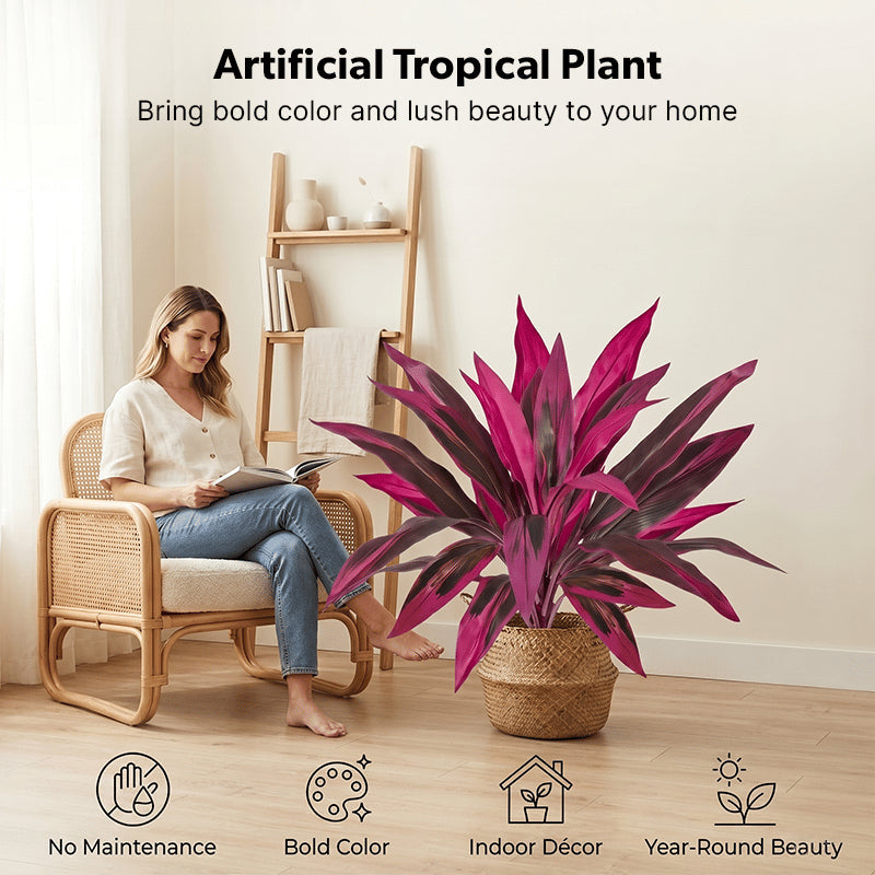 🔥 LAST DAY 50% OFF! 🏡🌿Artificial Red Cordyline Ti Plant – No-Fuss Year-Round Vibrant Foliage!