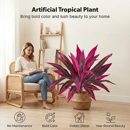 🔥 LAST DAY 50% OFF! 🏡🌿Artificial Red Cordyline Ti Plant – No-Fuss Year-Round Vibrant Foliage!