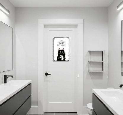 🐾💕 Vintage Cat Bathroom Sign - "Welcome to the Bathroom"